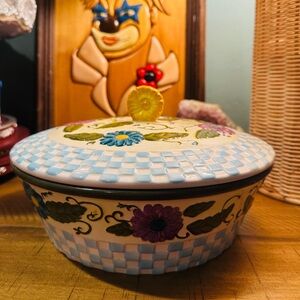 TEMPTATIONS By TARA ~ "SPRING BLOOMS" CASSEROLE DISH WITH LID COTTAGECORE